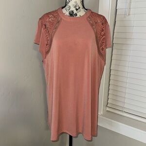 NWT Torrid Pink Lace shoulder Top